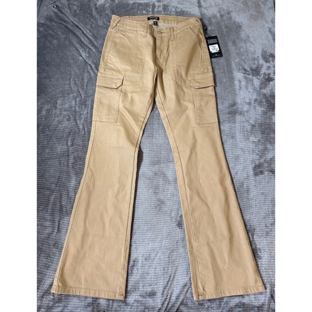 True Religion Cargo SN Bootcut Pants Travertine Tan Beige Size 30X32.